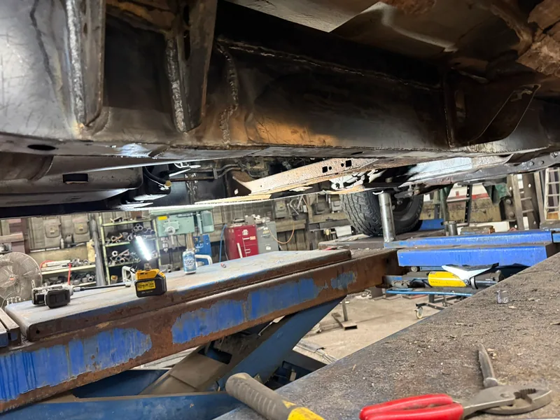 Underside view of the reconstructed frame structure after fabrication