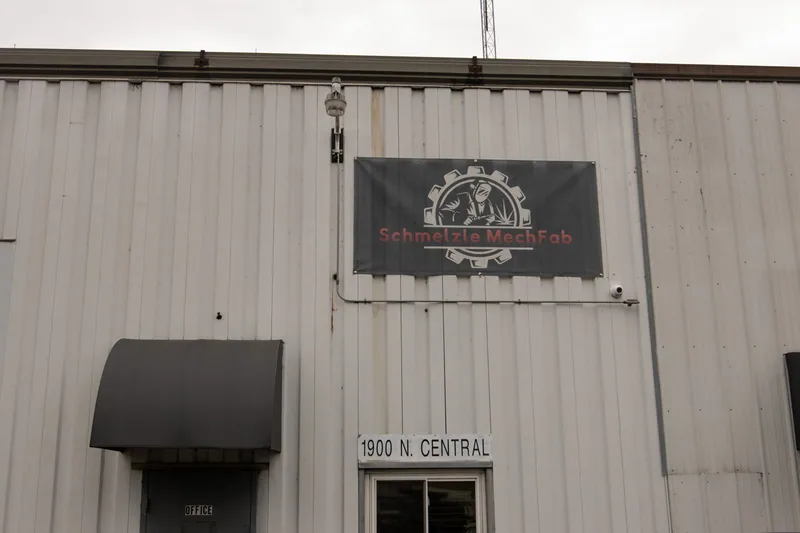 Schmelzle MechFab sign and shop entrance at 1900 NW Central Avenue in Topeka