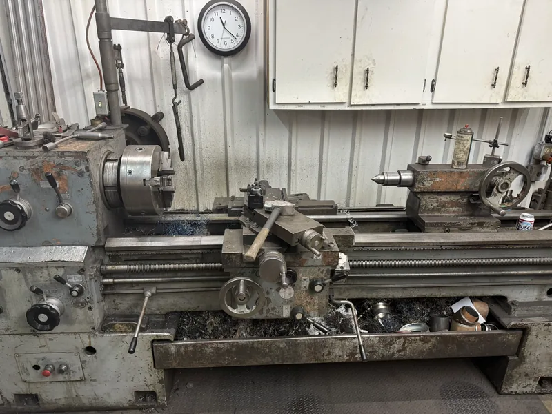 Large engine lathe in the Schmelzle MechFab machine area